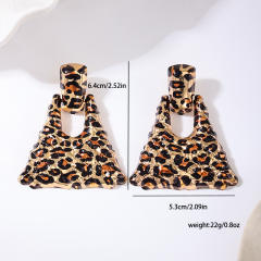 Exaggerated Metal Geometric Leopard Print Quadrilateral Women's Large Earrings