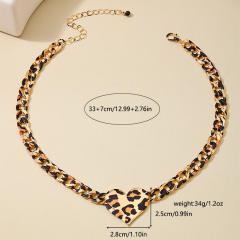 Personality metal leopard heart chain necklace choker