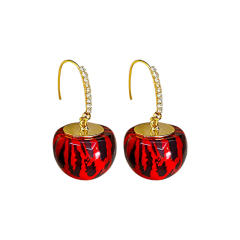 Autumn and Winter New Leopard Print Ball Diamond Earrings