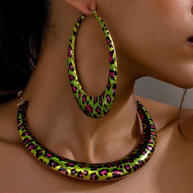 Fashion Trendy Green Leopard Print Exaggerated suit