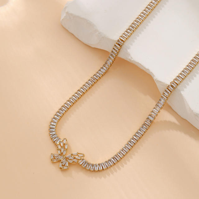 Amazon tennis chain zircon butterfly Daisy round necklace