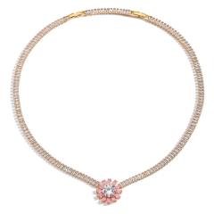 Amazon tennis chain zircon butterfly Daisy round necklace