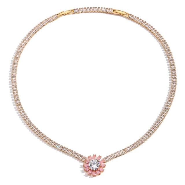 Amazon tennis chain zircon butterfly Daisy round necklace