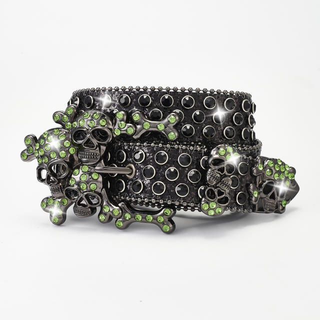 Hiphop punk diamond belt skeleton pile rhinestone punk hot girl style fashion belt