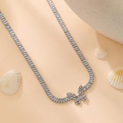 Amazon tennis chain zircon butterfly Daisy round necklace