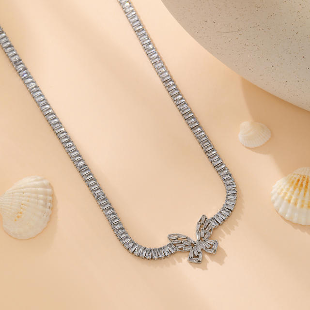 Amazon tennis chain zircon butterfly Daisy round necklace
