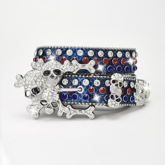 Hiphop punk diamond belt skeleton pile rhinestone punk hot girl style fashion belt