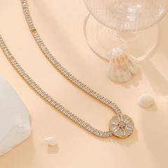 Amazon tennis chain zircon butterfly Daisy round necklace
