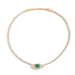 Elegant tennis chain zircon colorful heart copper necklace