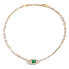 Elegant tennis chain zircon colorful heart copper necklace