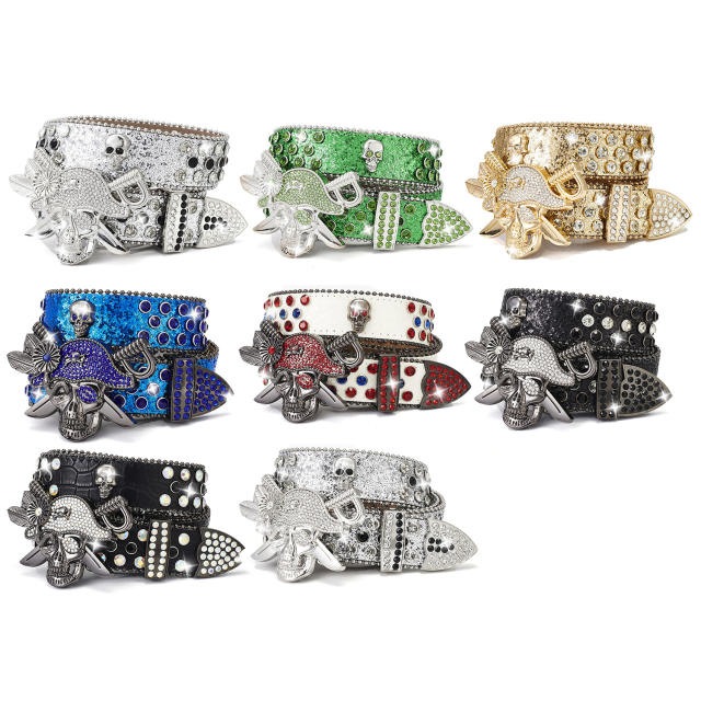 Hiphop punk Diamond belt pirate rhinestone hot girl rock fashion belt