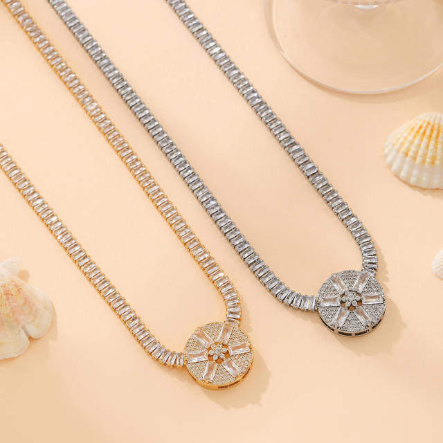 Amazon tennis chain zircon butterfly Daisy round necklace
