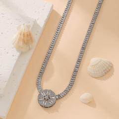 Amazon tennis chain zircon butterfly Daisy round necklace