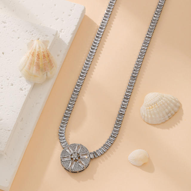 Amazon tennis chain zircon butterfly Daisy round necklace