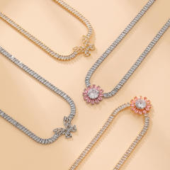 Amazon tennis chain zircon butterfly Daisy round necklace