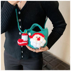 Christmas handmade wool woven bag Santa Claus corchet bag purse