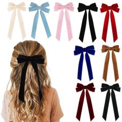 Winter autumn velvet two layer bow french barrette hair clips