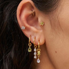 5PCS set gold plated copper diamond huggie earrings studs earrings set