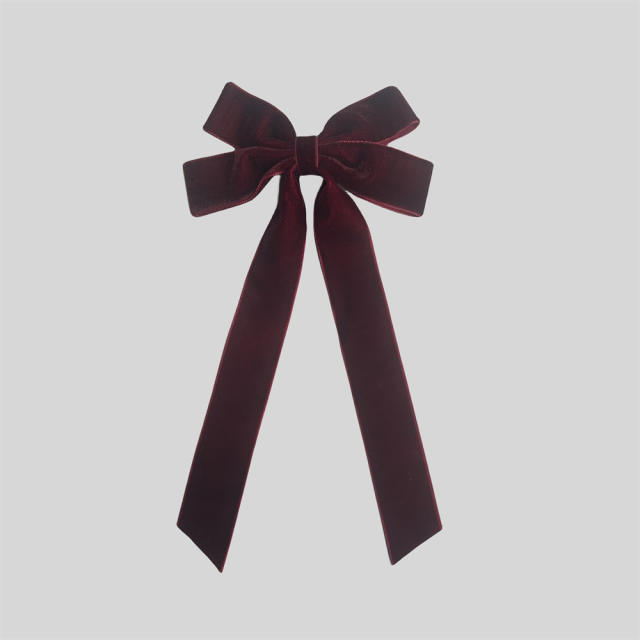 Winter autumn velvet two layer bow french barrette hair clips