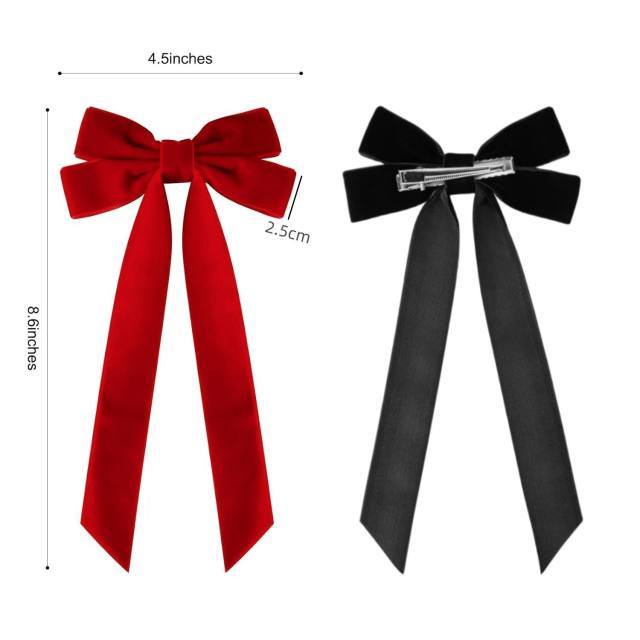 Winter autumn velvet two layer bow french barrette hair clips