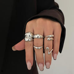 Chunky gold silver color alloy bigger stackable rings set