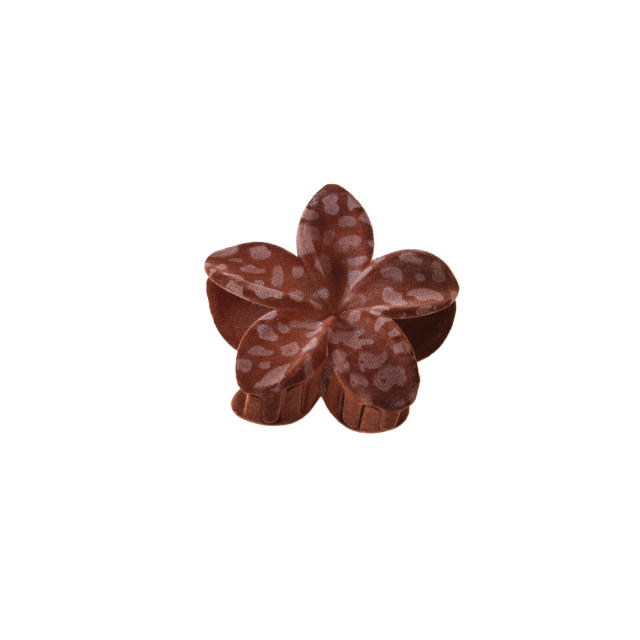 Autumn Winter Flocking Leopard Point Egg Flower hair claw clips
