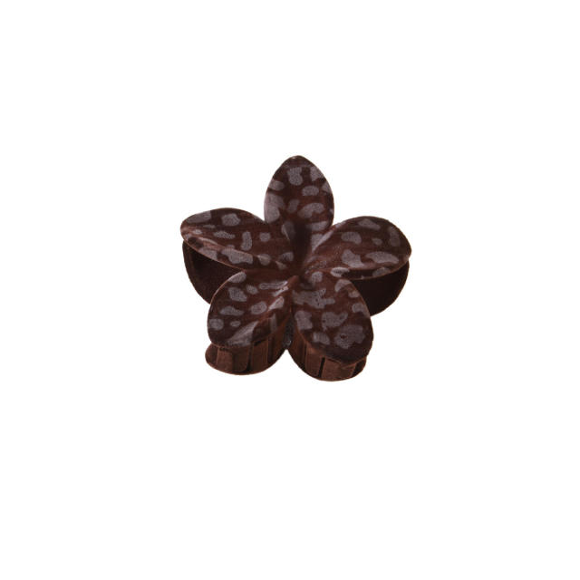 Autumn Winter Flocking Leopard Point Egg Flower hair claw clips