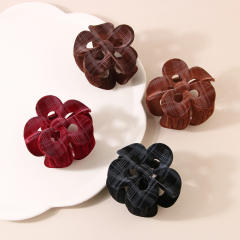 Autumn Winter College Style Plaid Flower Hair claw clips
