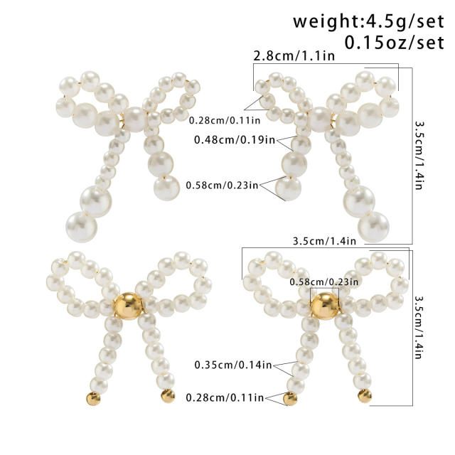 Imitation pearl bead bow bigger earrings