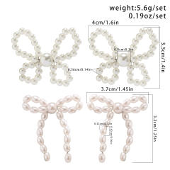 Imitation pearl bead bow bigger earrings