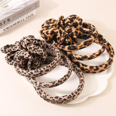 Vintage Fabric Leopard Print Scrunchies headband padded headband