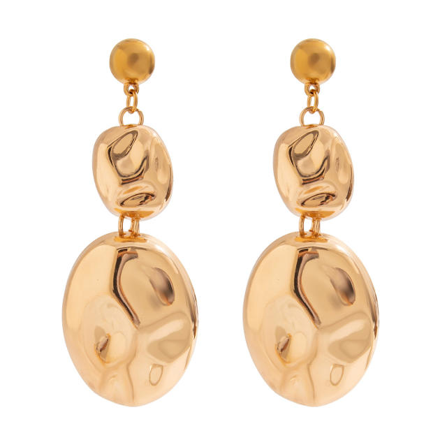 Chunky hammer pattern geometric ball necklace earrings set
