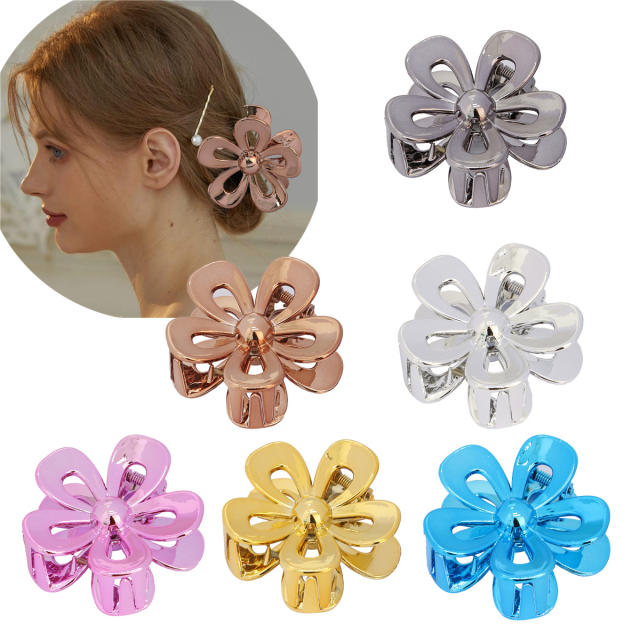 New laser color hollow flower petal hair claw clips