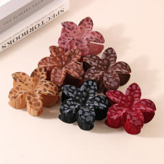 Autumn Winter Flocking Leopard Point Egg Flower hair claw clips