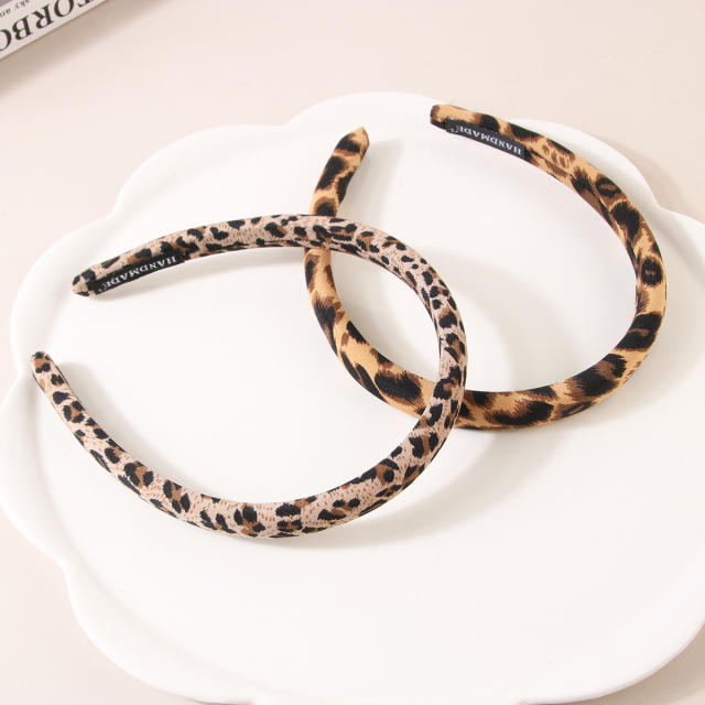 Vintage Fabric Leopard Print Scrunchies headband padded headband