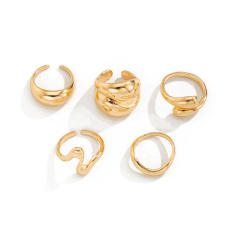 Chunky gold silver color alloy bigger stackable rings set