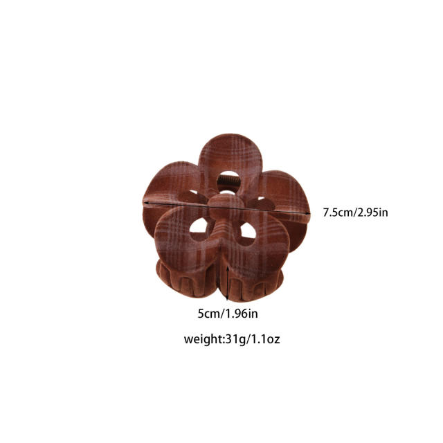 Autumn Winter College Style Plaid Flower Hair claw clips