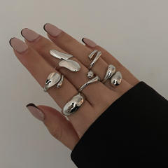 Chunky gold silver color alloy bigger stackable rings set