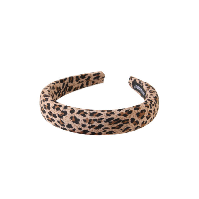 Vintage Fabric Leopard Print Scrunchies headband padded headband