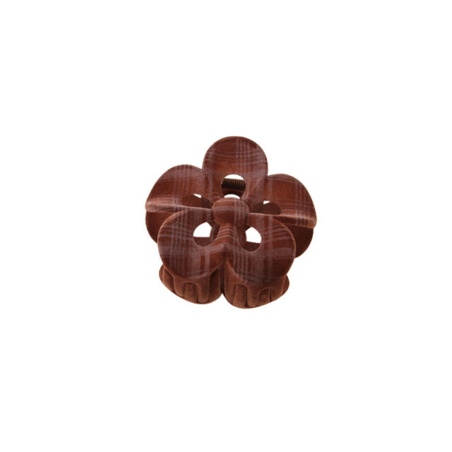 Autumn Winter College Style Plaid Flower Hair claw clips