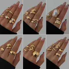 Chunky gold silver color alloy bigger stackable rings set