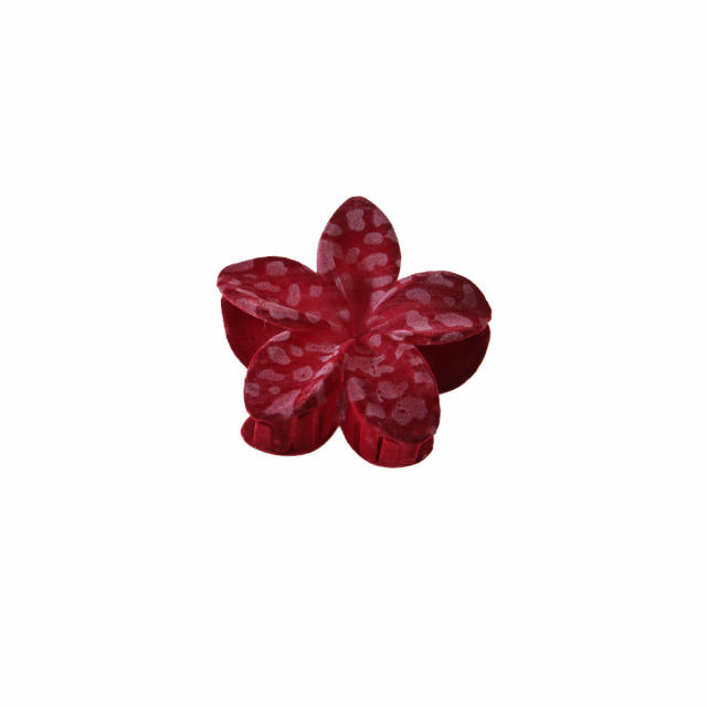 Autumn Winter Flocking Leopard Point Egg Flower hair claw clips