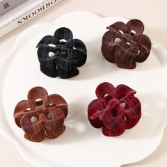 Autumn Winter College Style Plaid Flower Hair claw clips
