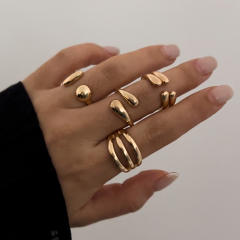 Chunky gold silver color alloy bigger stackable rings set
