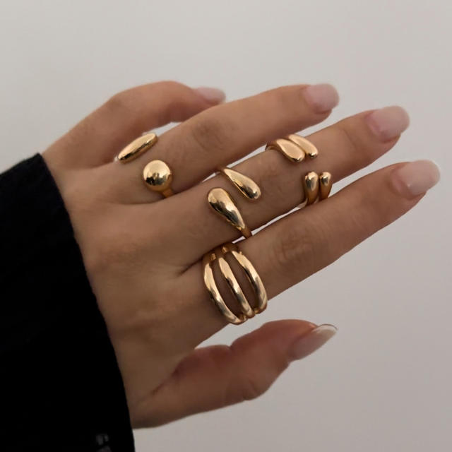 Chunky gold silver color alloy bigger stackable rings set