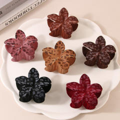 Autumn Winter Flocking Leopard Point Egg Flower hair claw clips