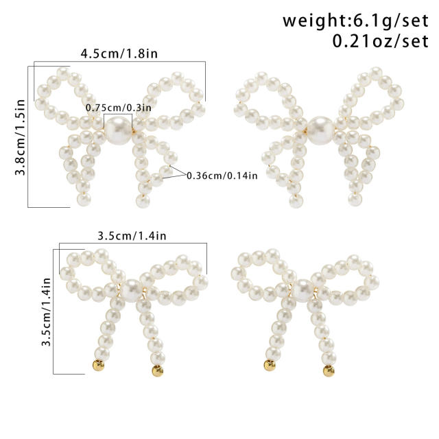 Imitation pearl bead bow bigger earrings