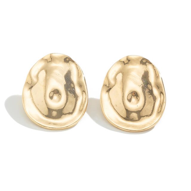 Chunky metallic glossing earrings pleated irregular geometric earrings collection big gold earrings