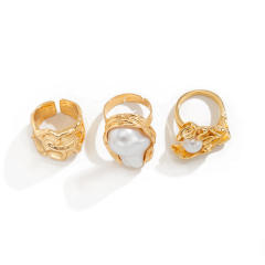 Chunky gold silver color alloy bigger stackable rings set