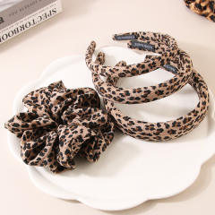 Vintage Fabric Leopard Print Scrunchies headband padded headband